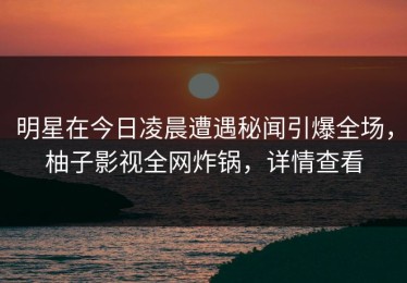明星在今日凌晨遭遇秘闻引爆全场，柚子影视全网炸锅，详情查看