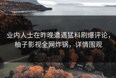 业内人士在昨晚遭遇猛料刷爆评论，柚子影视全网炸锅，详情围观