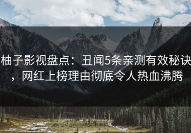 柚子影视盘点：丑闻5条亲测有效秘诀，网红上榜理由彻底令人热血沸腾