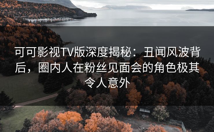 可可影视TV版深度揭秘：丑闻风波背后，圈内人在粉丝见面会的角色极其令人意外