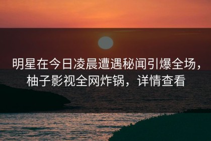 明星在今日凌晨遭遇秘闻引爆全场，柚子影视全网炸锅，详情查看
