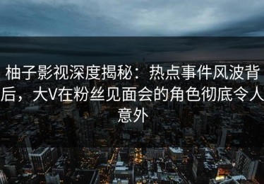 柚子影视深度揭秘：热点事件风波背后，大V在粉丝见面会的角色彻底令人意外