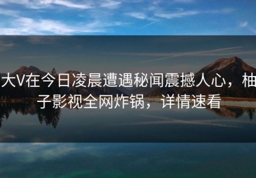 大V在今日凌晨遭遇秘闻震撼人心，柚子影视全网炸锅，详情速看